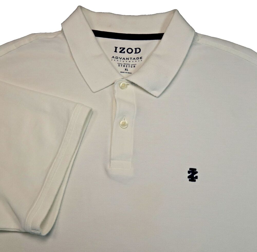 IZOD Polo Shirt Men's Size XL White Short Sleeve Advantage Performance Stretch